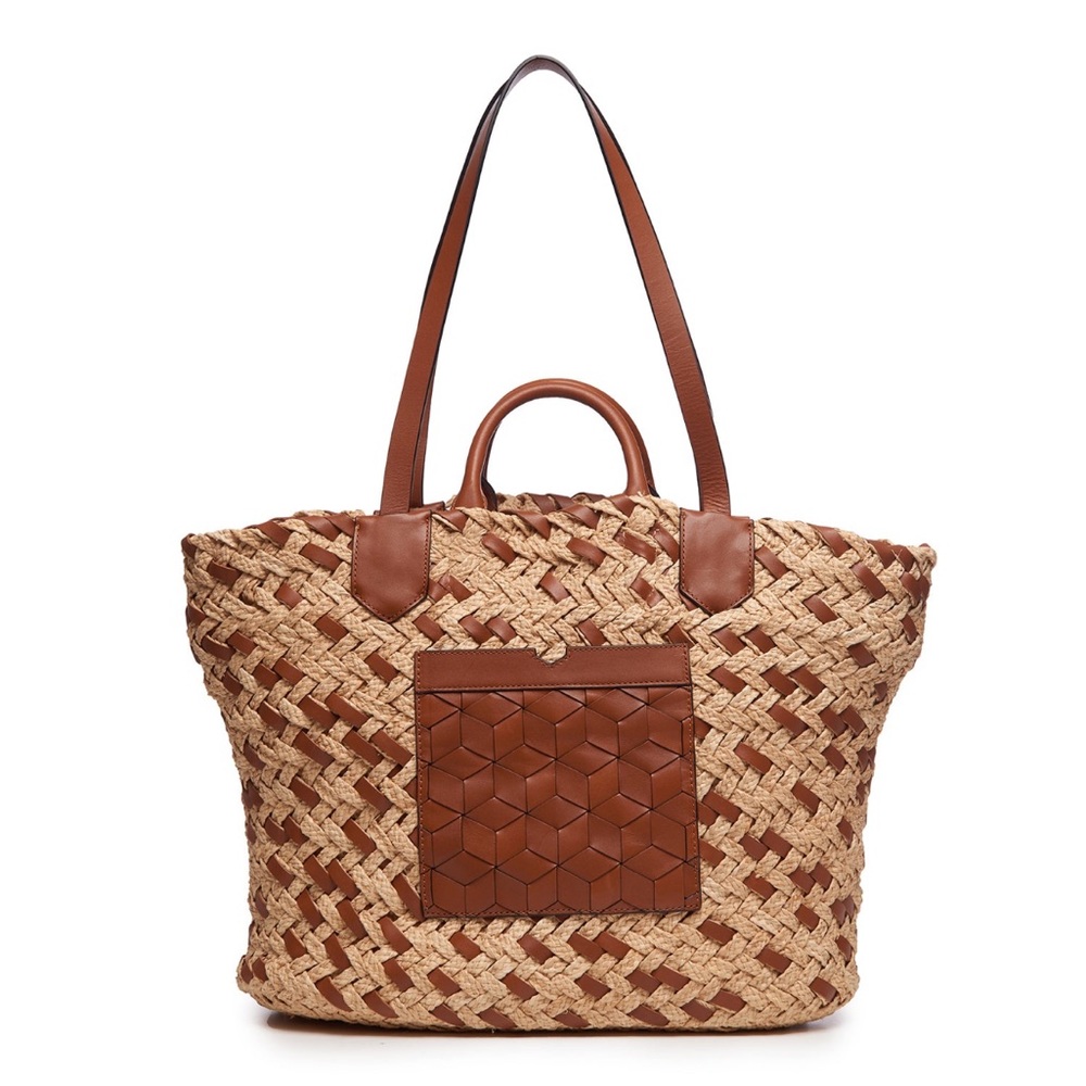 NEW! WELDEN PLAGE SPRING SUMMER HANDWOVEN BEACH TOTE IN NATURAL/CAFE